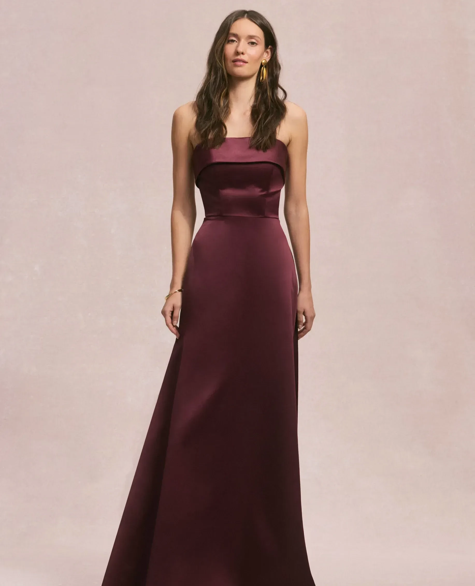 Models wearing a bridesmaids dresses